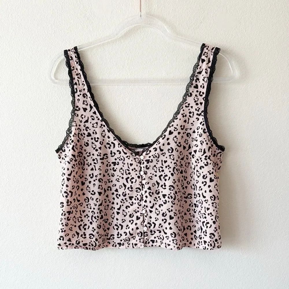 Victorias Secret Leopard Print Lace Crop Cami